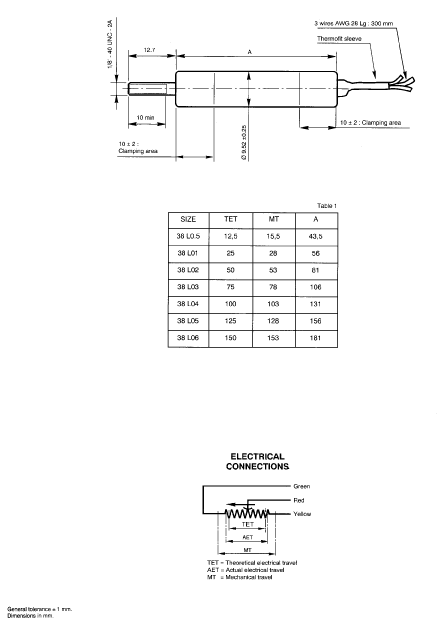 Dimension Specifications - Click To View Matching PDF