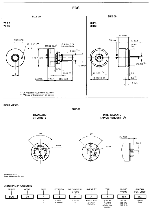 Dimension Specifications - Click To View Matching PDF