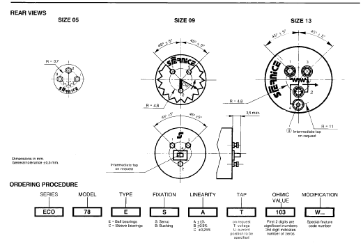 Dimension Specifications - Click To View Matching PDF