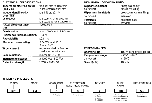 Electrical & Mechanical Specifications - Click To View Matching PDF
